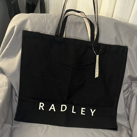 Radley London, Large Cotton Tote, Black, Dual Handle / Shoulder Strap, NWT - Picture 2 of 10